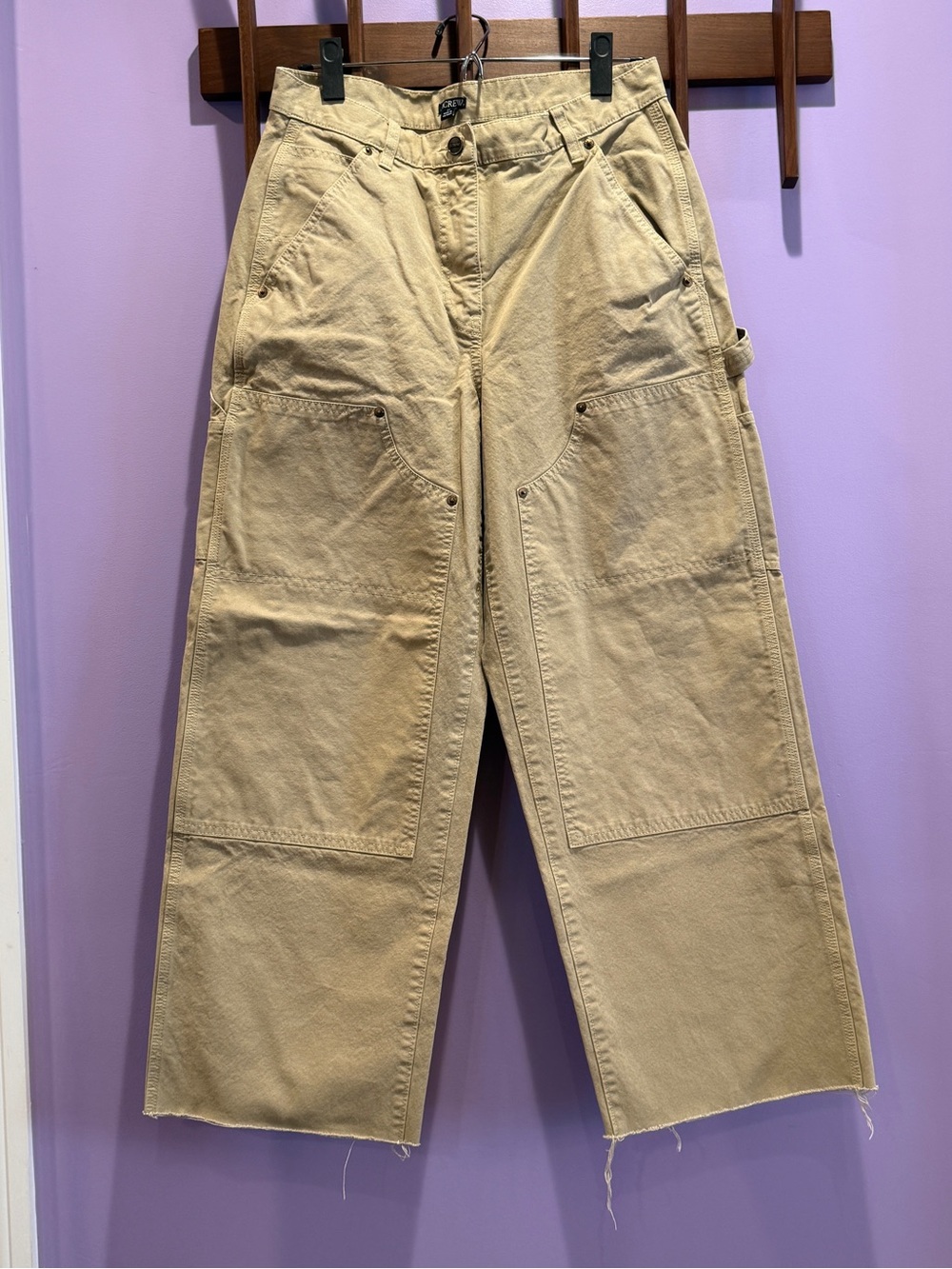 women’s j crew carpenter pants beige twill utility 27
